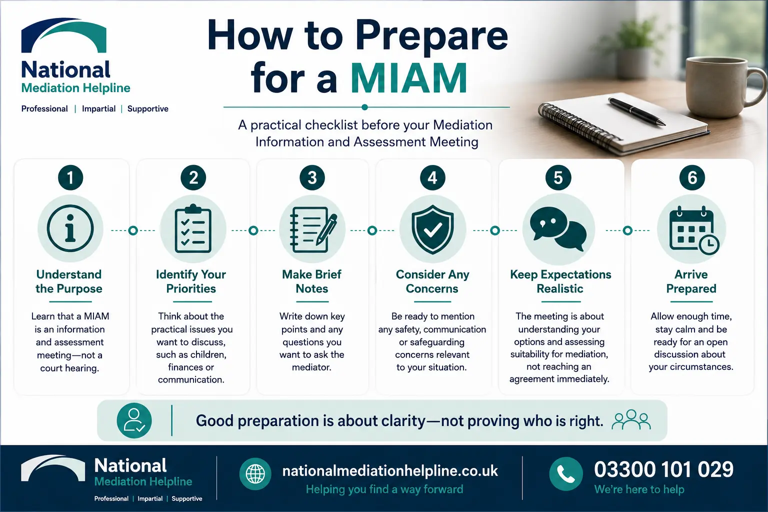 How to prepare for a miam in Bolton How to prepare for a miam infographics , explaining How to prepare for a miam in Bolton:  Understand how to prepare for a miam in 6 Steps